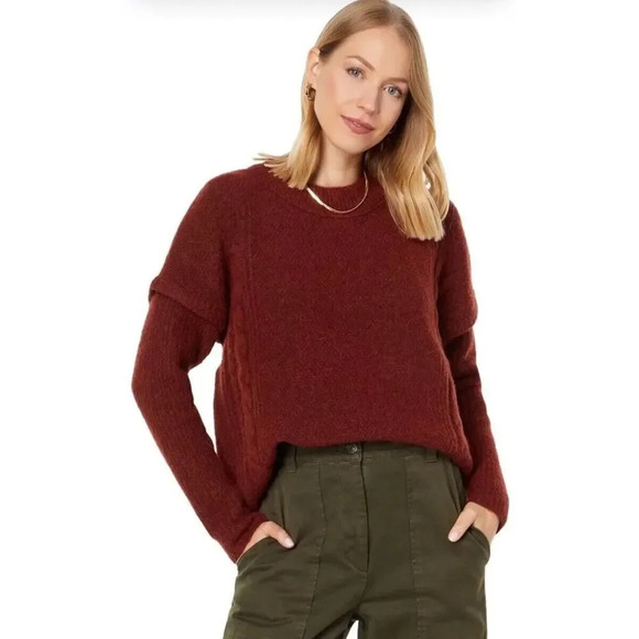 NWT MADEWELL Cable Havener Pullover SWEATER SIZE 3X HEATHER AUBURN - Picture 1 of 16